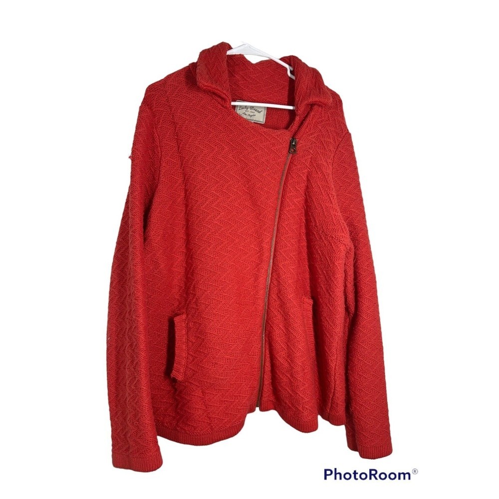 Lucky Brand Red Orange Thick Knit Moto Jacket Size 1X